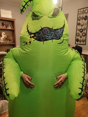 Spirit Inflatable Slimer-Style Costume in Bright Green with Printed Details